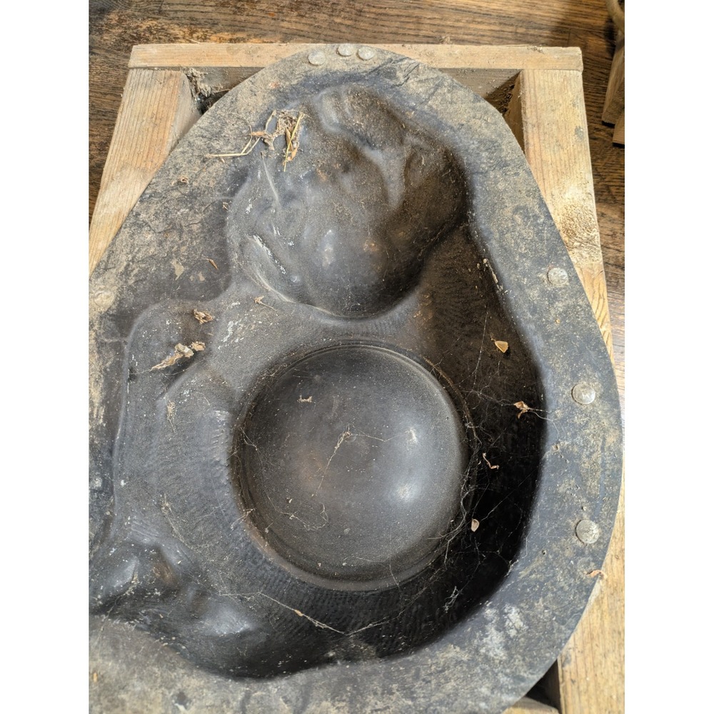 Vintage ABS Plastic Concrete Statue Mold with Wood Frame  DIY DOG BOWl